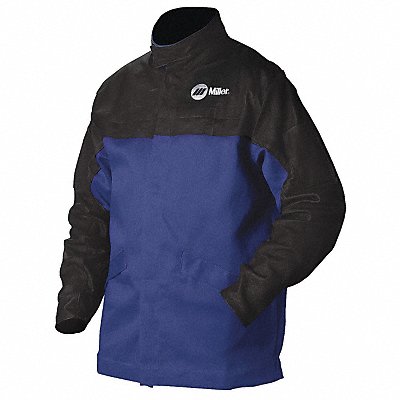 MILLER ELECTRIC 231084 Combo Weld Jkt Royal/Blk Ctn/Leather 2XL