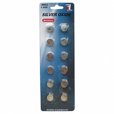 GRAINGER 34F932 Button Battery Silver 1.5VDC 76 PK12
