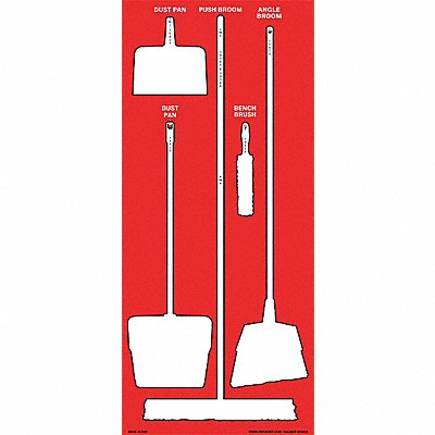 GRAINGER 34GN32 Shadow Board Accu-Shield White Red