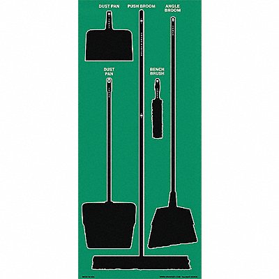 GRAINGER 34GN35 Shadow Board Accu-Shield 68 in H Green