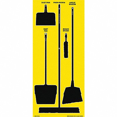 GRAINGER 34GN46 Shadow Board 68 Yellow Black 68 in H