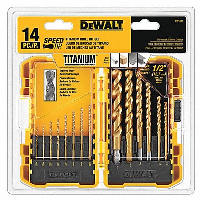 DEWALT DW1341 Jobber Length Drill Set 14pc HSS