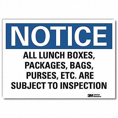 LYLE U51050RD10X7 Notice Sign 7x10in Reflective Sheeting