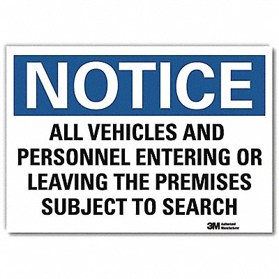 LYLE U51058RD10X7 Notice Sign 7inx10in Reflective Sheeting