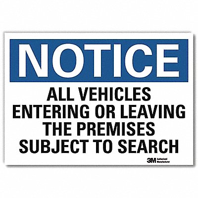 LYLE U51061RD10X7 Notice Sign 7inx10in Reflective Sheeting