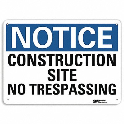 LYLE U51109NA10x7 Notice Sign 7 in x 10 in Aluminum