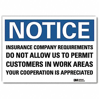 LYLE U51276RD7X5 Notice Sign 5 in x 7 in Reflective Sheeting