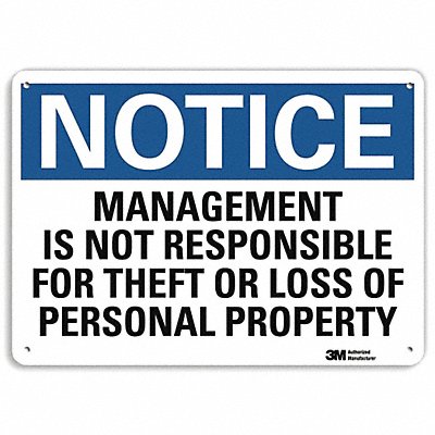 LYLE U51319NA10x7 Notice Sign 7 in x 10 in Aluminum