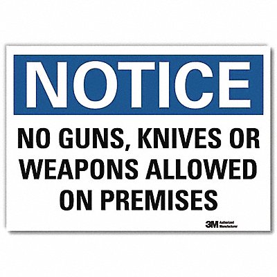 LYLE U51381RD14X10 Notice Sign 10x14in Reflective Sheeting
