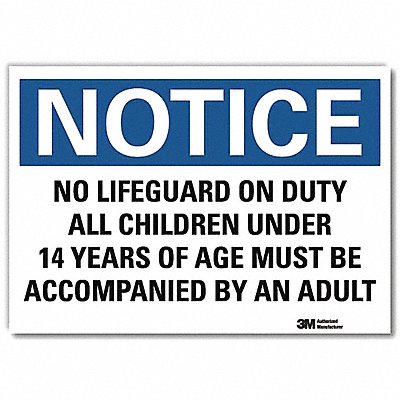 LYLE U51383RD7X5 Notice Sign 5 in x 7 in Reflective Sheeting
