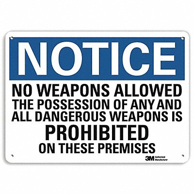 LYLE U51423RA14X10 Notice Sign 10 in x 14 in Aluminum