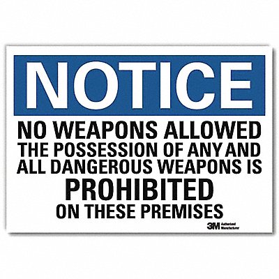 LYLE U51423RD14X10 Notice Sign 10x14in Reflective Sheeting