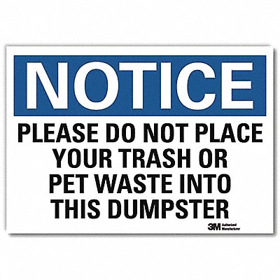 LYLE U51449RD10X7 Notice Sign 7inx10in Reflective Sheeting