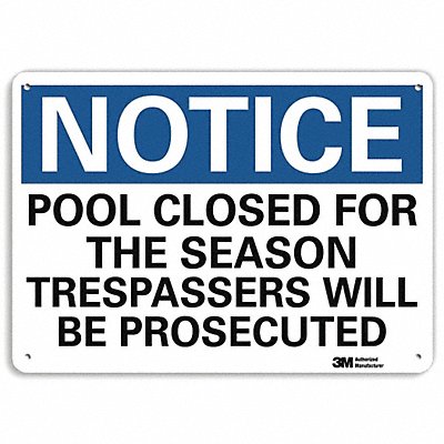 LYLE U51459NP10X7 Notice Sign 7 in x 10 in Plastic