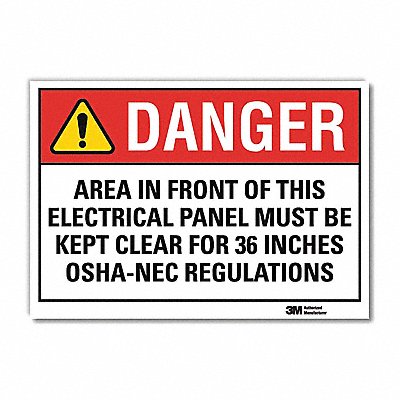 LYLE U31015RD7X5 Danger Sign 5inx7in Reflective Sheeting