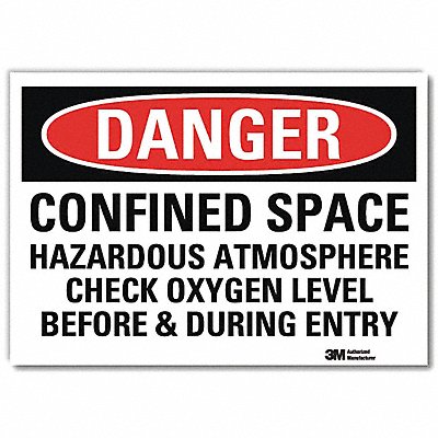 LYLE U31216RD10X7 Danger Sign 7inx10in Reflective Sheeting