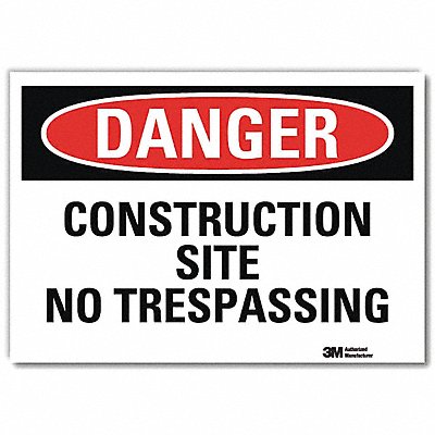 LYLE U31250RD14X10 Danger Sign 10 in x 14 in Reflective Sheeting