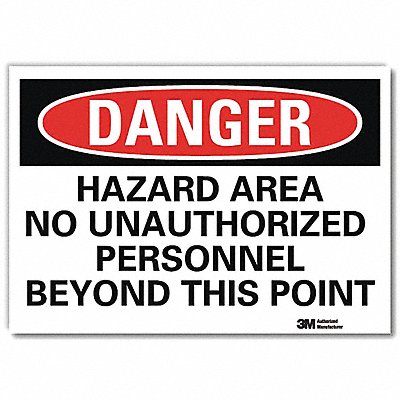 LYLE U31562RD10X7 Danger Sign 7 in x 10 in Reflective Sheeting