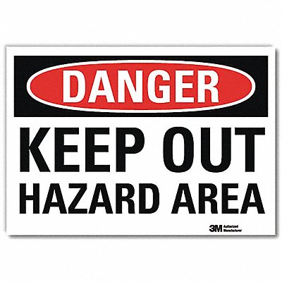 LYLE U31724RD10X7 Danger Sign 7 in x 10 in Reflective Sheeting