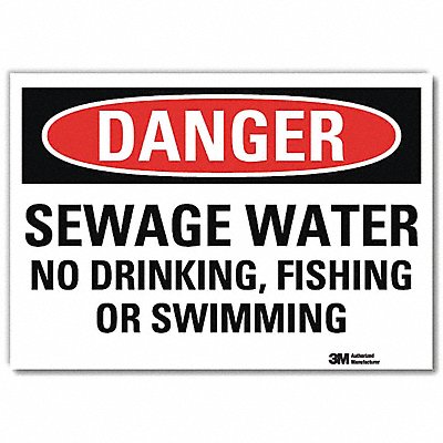 LYLE U31977RD7X5 Danger Sign 5 in x 7 in Reflective Sheeting