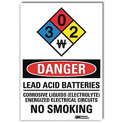 LYLE U32083RD7X10 Danger No Smoking Sign 10x7in Reflective