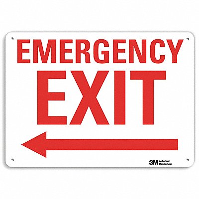 LYLE U71076NA14x10 Emergency Sign 10 in x 14 in Aluminum