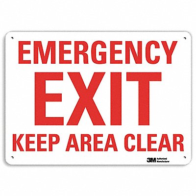 LYLE U71080NA14x10 Emergency Sign 10 in x 14 in Aluminum