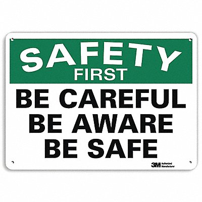 LYLE U71166NA10x7 Safety First Sign 7 in x 10 in Aluminum