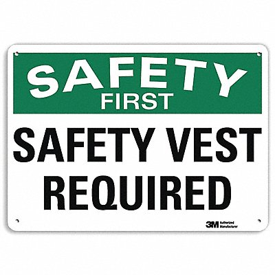 LYLE U71247NA10x7 Safety First Sign 7 in x 10 in Aluminum