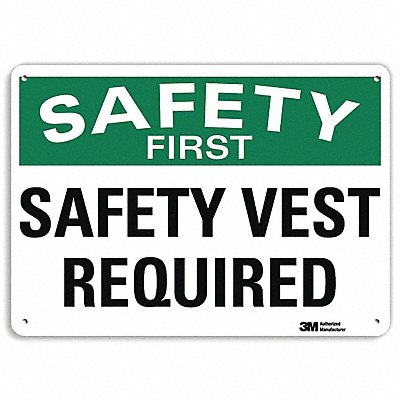 LYLE U71248NA10x7 Safety First Sign 7 in x 10 in Aluminum