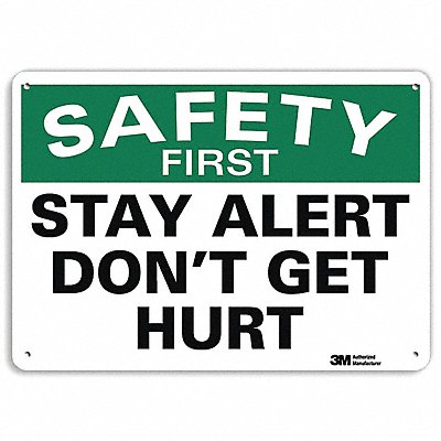LYLE U71250NA10x7 Safety First Sign 7 in x 10 in Aluminum