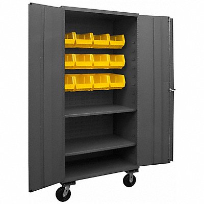 DURHAM MFG 3501MBLP122S95 K4882 Bin Cabinet 80 x36 x24 Grey 12YellowBns