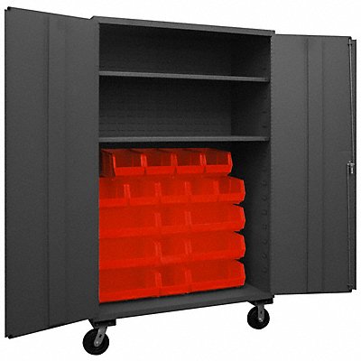 DURHAM MFG 3502MBLP182S1795 K4883 Bin Cabinet 80 x48 x24 Grey 18RedBns