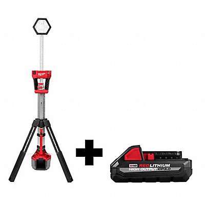 359WJ0 MILWAUKEE 21312000000000 Cordless Tripod Light Battery Incl