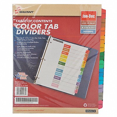 ABILITY ONE 7530010000000 Binder Divider Preprinted Multicolor