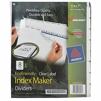35KG89 ABILITY ONE 7530020000000 Binder Divider Print-On Labels White