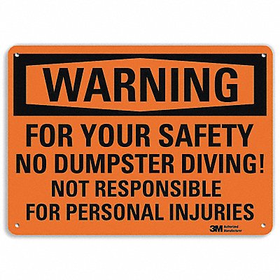 LYLE U61094NA14x10 Warning Sign 10 in x 14 in Aluminum