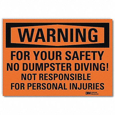 LYLE U61094RD7X5 Warning Sign 5inx7in Reflective Sheeting