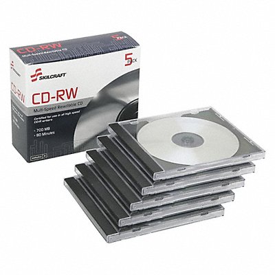 ABILITY ONE 7045010000000 CD-RW Disc 700 MB 80 min 4x-12x PK5