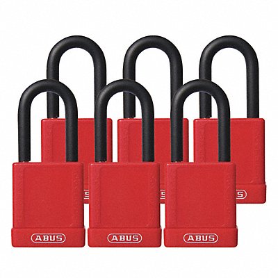 ABUS 7440KAX6RED Lockout Padlock KA Red 1-3/4 H PK6