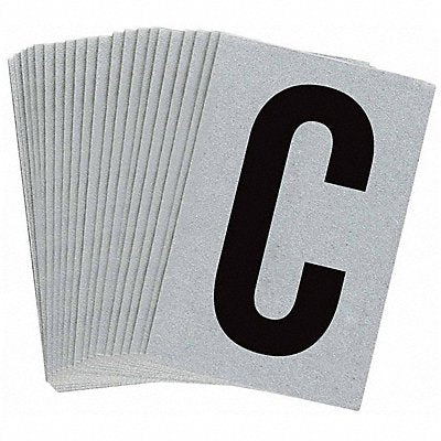 BRADY 5900C Letter Label C Blk On Slvr 1-1/2inH PK25