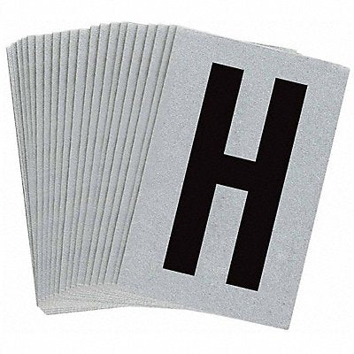 BRADY 5900H Letter Label H Blk On Slvr 1-1/2inH PK25
