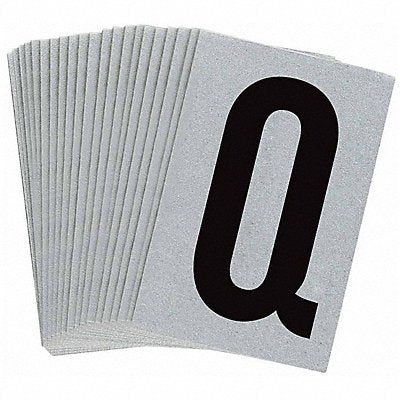 BRADY 5900Q Letter Label Q Blk On Slvr 1-1/2inH PK25