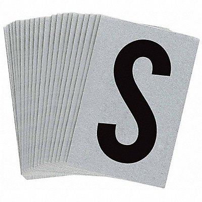 BRADY 5900S Letter Label S Blk On Slvr 1-1/2inH PK25