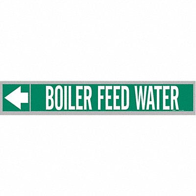 BRADY 108611 Pipe Marker Boiler Feed Water 1in H