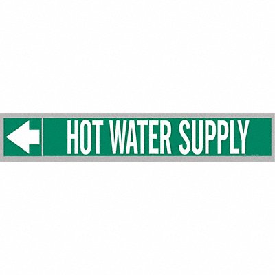 BRADY 109275 Pipe Marker Hot Watr Sply 1in H 8in W