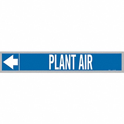 BRADY 109562 Pipe Marker Plant Air 1 in H 8 in W