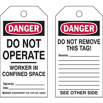 BRADY 50291 Tag 5 3/4 in H 3 in W Polyester PK25