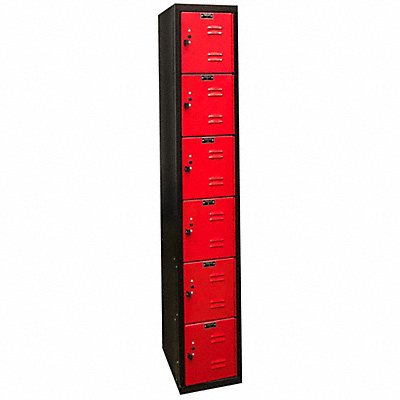 HALLOWELL U12826AMR Locker 6x1Locker Red/Black 72 x12 x18 Assm