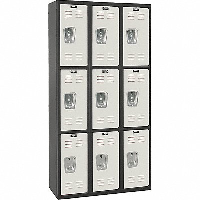 HALLOWELL U32823MP Locker 3x3Locker LtGry/Bk 72 x36 x18 Unassembled